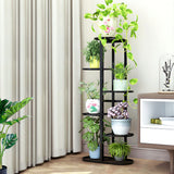 NNEAGS 2X 5 Tier 6 Pots Black Metal Plant Rack Flowerpot Storage Display Stand Holder Home Garden Decor