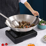 NNEAGS 47cm Stainless Steel Kitchen Cooking Wok with 2 Sturdy Handles
