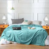 NNEAGS Sky Blue Throw Blanket Warm Cozy Striped Pattern Thin Flannel Coverlet Fleece Bed Sofa Comforter