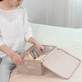 NNEAGS Beige Small Portable Double Zipper Storage Box Moisture Proof Clothes Basket Foldable Home Organiser