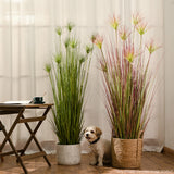 NNEAGS 150cm Purple-Red Artificial Indoor Potted Papyrus Plant Tree Fake Simulation Decorative