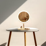 NNEAGS 2X 26cm White Round Smart LED Makeup Bedroom Table Vanity Mirror Tricolor w/ 5x Magnification