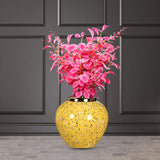 NNEAGS 21x22cm Yellow with White Mini Floral Small Ceramic Flower Vase Elegant Living Room Home Decor