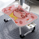 NNEAGS 2X Cute Pig Design Portable Bed Table Adjustable Foldable Bed Sofa Study Table Laptop Mini Desk with Drawer and Cup Slot Home Decor
