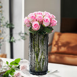 NNEAGS 30.5cm Handcrafted Grey Glass Vase, Classic Design for Home Decor