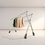 NNEAGS 2X 200cm Portable Drying Rack Clothes Steel Laundry Rack Foldable Space-Saving Laundry Holder 3 Poles