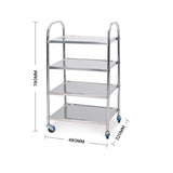 NNEAGS 2X 4 Tier 860x540x1170 Stainless Steel Kitchen Dining Food Cart Trolley Utility