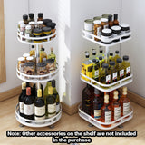 NNEAGS 3 Tier Steel White Round Rotating Multi-Function Kitchen Portable Storage Spice Seasoning Kitchen Countertop Organiser Shelf