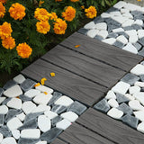 NNEAGS 11 pcs Dark Grey DIY Wooden Composite Decking Tiles Garden Outdoor Backyard Flooring Home Decor