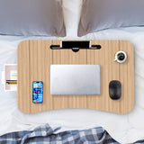 NNEAGS Oak Portable Bed Table Adjustable Folding Mini Desk Stand With Cup-Holder Home Decor