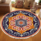 NNEAGS 90cm Round Mandala Ethnic Style Round Carpet, Anti-slip Doormat, Home Decor