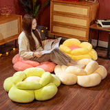 NNEAGS Beige Double Flower Shape Cushion Soft Bedside Floor Plush Pillow Home Decor