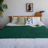 NNEAGS 2X Green Diamond Pattern Knitted Throw Blanket Warm Cozy Woven Cover Couch Bed Sofa Home Decor with Tassels