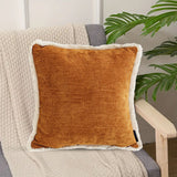 NNEAGS 2X 45cm Home Aesthetic Chenille Texture Tassel Square Sunset Orange Throw Pillow