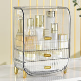 NNEAGS 3 Tier Transparent Multifunctional Countertop Cosmetic Storage Makeup Perfume Skincare Display Stand Shelf Drawer Type Organiser
