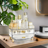 NNEAGS 2X 3 Tier Transparent Multifunctional Countertop Cosmetic Storage Makeup Skincare Holder Jewelry Cabinet Bathroom Desk Drawer Vanity Organiser