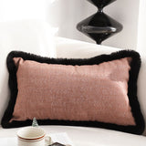 NNEAGS 2X 35cm Mid-century Style Raised Embroidery Texture Edged Lumbar Throw  Pillow