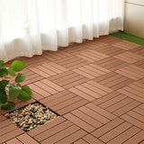 NNEAGS 11 pcs Red Brown DIY Wooden Composite Decking Tiles Garden Outdoor Backyard Flooring Home Decor