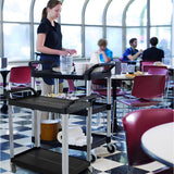 NNEAGS 2 Tier Food Trolley Portable Kitchen Cart Multifunctional Big Utility Service with wheels 950x500x640mm Black