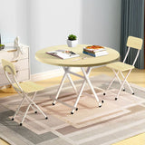 NNEAGS 2X Maple Grain Dining Table Portable Round Surface Space Saving Folding Desk Home Decor