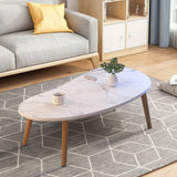 NNEAGS 80x40cm White Stone Pattern Living Room Nordic  Coffee Table Modern Style