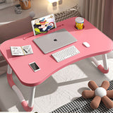 NNEAGS 2X Pink Portable Bed Table Adjustable Folding Mini Desk Notebook Stand Card Slot Holder with Cup-Holder Home Decor