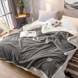 NNEAGS 2X Grey Throw Blanket Warm Cozy Double Sided Thick Flannel Coverlet Fleece Bed Sofa Comforter