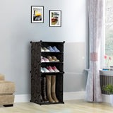 NNEAGS 4 Tier Shoe Rack Organizer Sneaker Footwear Storage Stackable Stand Cabinet Portable Wardrobe with Cover