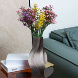NNEAGS 33cm Glass Vase Grey with Beautiful glass Bubble Texture Art Vases