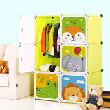 NNEAGS 6 Cubes Animal Design Portable Wardrobe Divide-Grid Modular Storage Organiser Foldable Closet