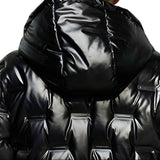 NNEAGS abbee Black Large Winter Hooded Glossy Down Jacket Stylish Lightweight Quilted Warm Puffer Coat