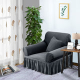 NNEAGS 1-Seater Dark Grey Sofa Cover with Ruffled Skirt Couch Protector High Stretch Lounge Slipcover Home Decor