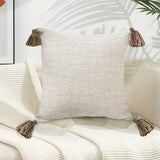 NNEAGS 50cm Beige Pillow Textured Throw Cover, Luxurious Rib Knit Ribbed Cotton Throw Pillow