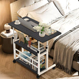 NNEAGS 2X 40x80cm Black Bedside Table Movable Bedroom Desk Student Computer Table