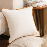 NNEAGS 45cm Warm Wood Tone & Apricot Shell Edged Square Throw Pillow