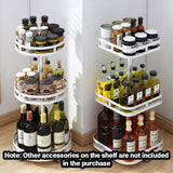 NNEAGS 3 Tier Steel White Square Rotating Multi-Function Kitchen Portable Storage Spice Seasoning Kitchen Countertop Organiser Shelf