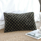 NNEAGS 30cm Urban Light Luxury Dark Green Checkered Lumbar Throw Pillow
