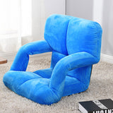 NNEAGS 4X Foldable Lounge Cushion Adjustable Floor Lazy Recliner Chair with Armrest Blue