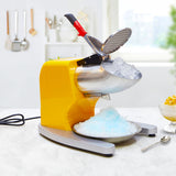 NNEAGS Ice Shaver Electric Stainless Steel Ice Crusher Slicer Machine Commercial Yellow