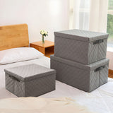 NNEAGS 2X Small Grey Non-Woven Diamond Quilt Grid Fabric Storage/Organizer Box