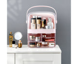 NNEAGS 2X 3 Tier Pink Countertop Makeup Cosmetic Storage Organiser Skincare Holder Jewelry Storage Box with Handle