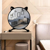 NNEAGS 30cm Black Smart Makeup Bedroom Table Mirror Cat Ear Style No LED Light
