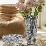 NNEAGS 30cm Glass Grey Vase Crystal VASE Thick Modern Home Decor