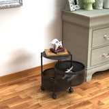 NNEAGS 2X 2 Tier Steel Round Rotating Kitchen Cart Multi-Functional Shelves Portable Storage Organizer with Wheels