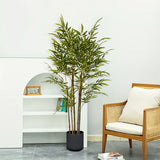 NNEAGS 150cm Lucky Bamboo Tree Bambusa Vulgaris Artificial Plant w/ 7 Branches Home Accent Decor