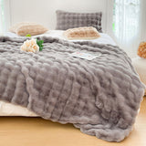 NNEAGS 200cm Grey Fur Fuzzy Super Soft and Cozy Fluffy Throw Blanket