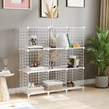 NNEAGS 2X White Portable 9-Cube 3 Column Storage Organiser Foldable DIY Modular Grid Space Saving Shelf