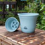 NNEAGS 19.5 cm Blue Plastic Plant Pot Self Watering Planter Flower Bonsai Outdoor Garden Decor Set of 2