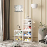NNEAGS 2X 5 Tier Transparent Portable Shoe Organiser Sneaker Footwear Folding Plastic Bin Stackable Storage Box with Magnetic Door