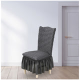 NNEAGS 2X Dark Grey Chair Cover Seat Protector with Ruffle Skirt Stretch Slipcover Wedding Party Home Decor